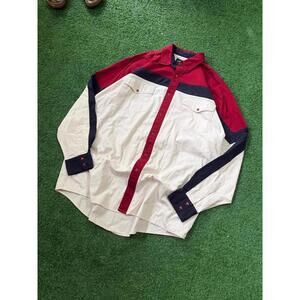 Wrangler Western Pearl Snap Shirt XL Tall Colorblock Cowboy Workwear